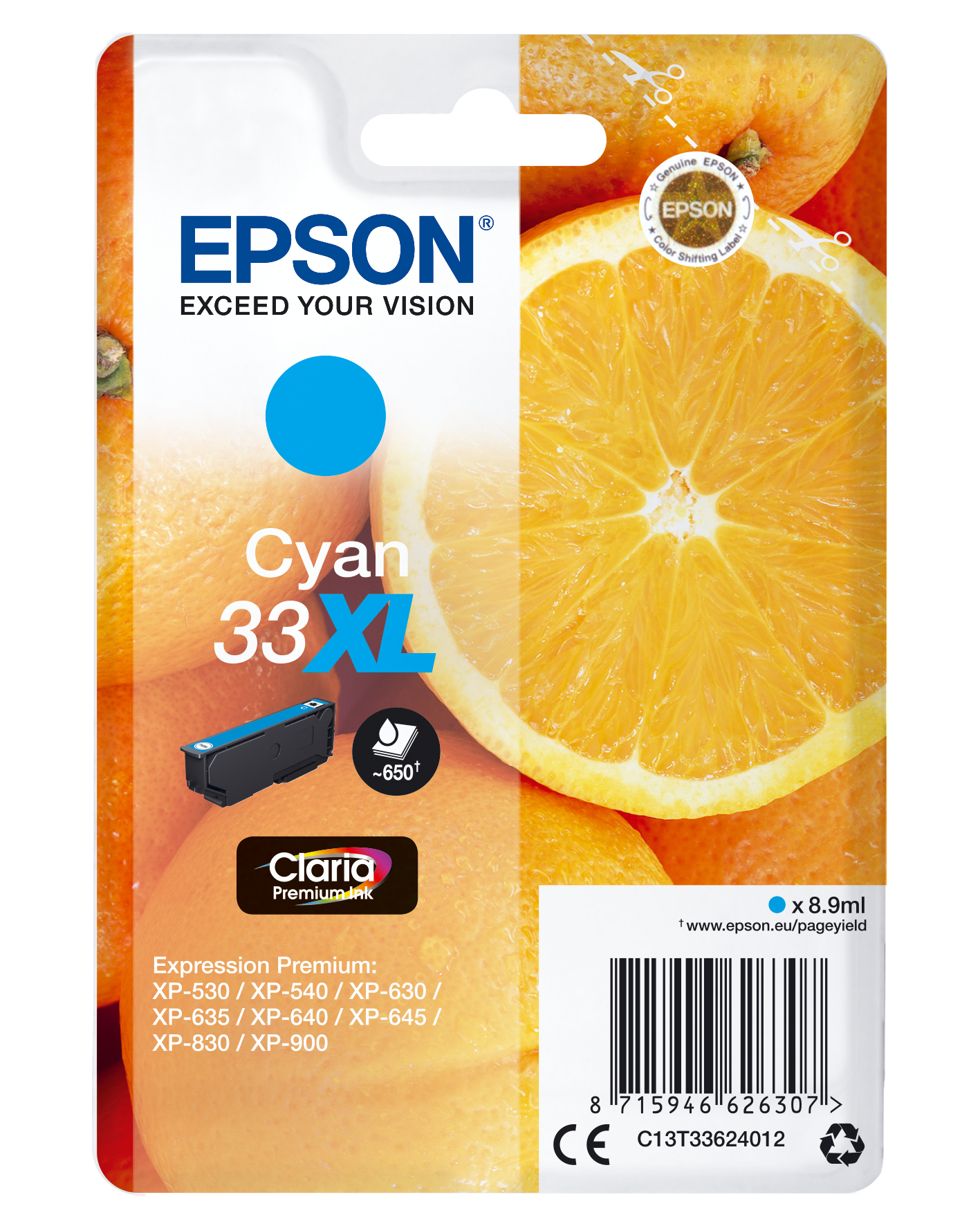 Epson 33XL - 8.9 ml - XL - Cyan - original