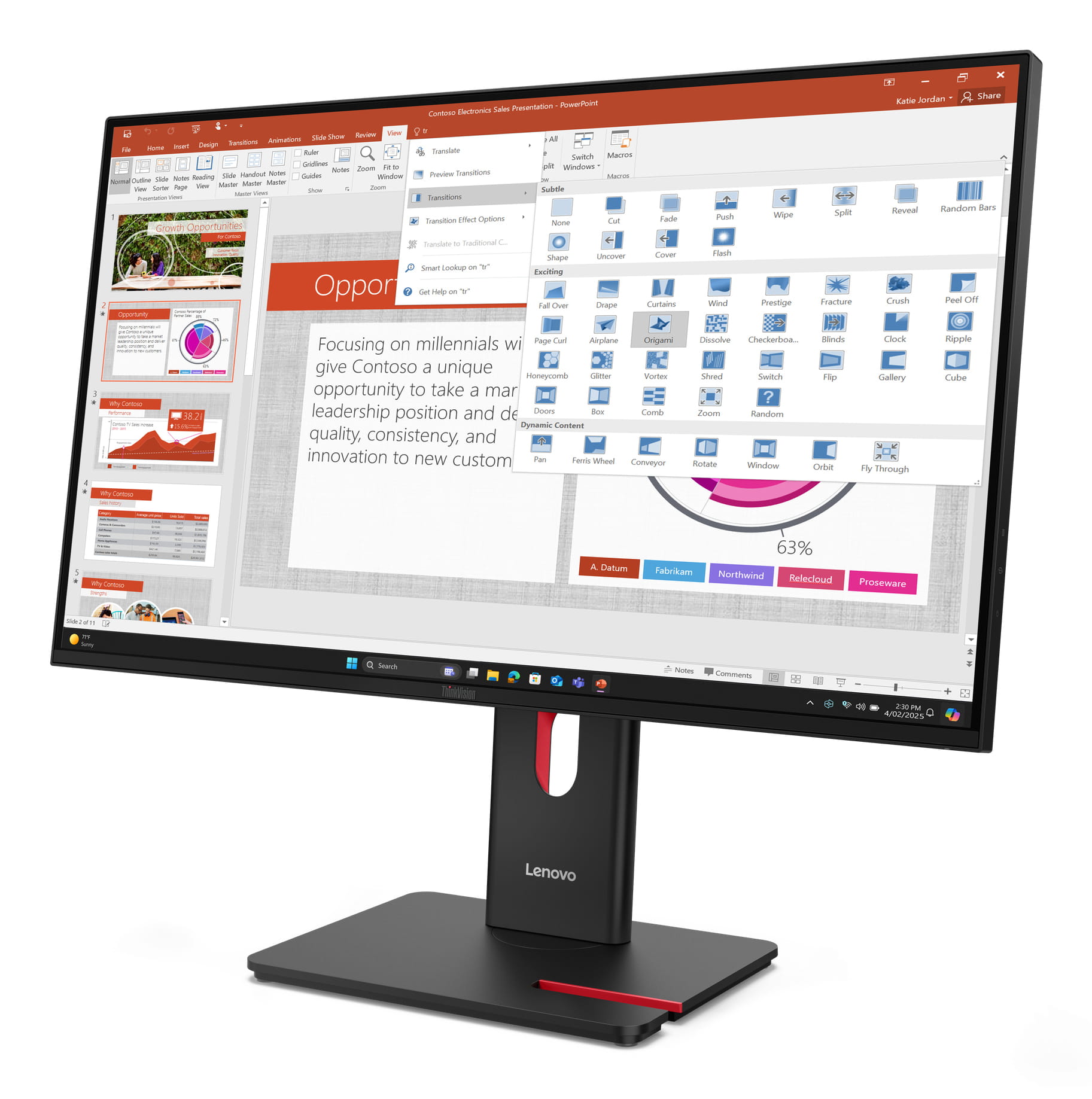 Lenovo ThinkVision T27-40, 68,6 cm (27"), 1920 x 1080 Pixel, Full HD, LED, 6 ms, Schwarz