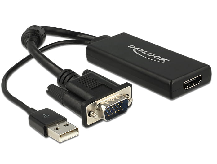 Delock Videokonverter - VGA - HDMI - Schwarz