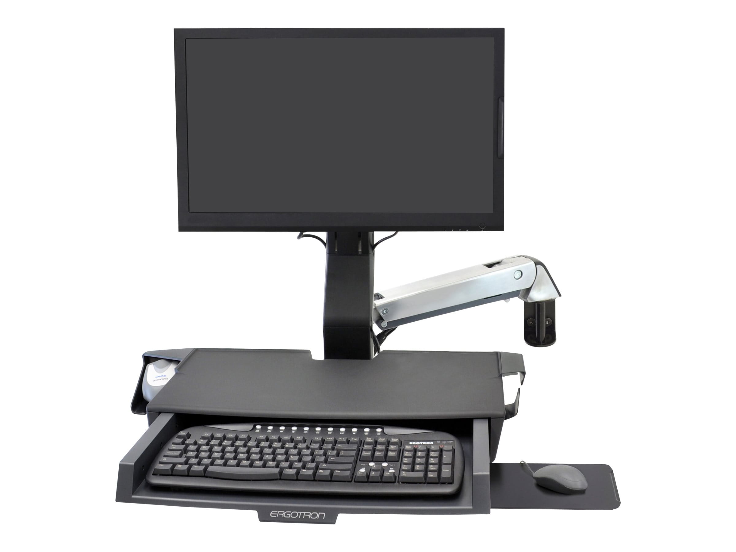 Ergotron Sit-Stand Combo Arm - Befestigungskit (Handgelenkkissen, Wandmontagehalterung, Display-Halterung, Schienenmontage Halterungsset, Mausablage zum Herausziehen, Combo Schwenkarm, Arbeitsfläche mit Tastaturablage, Scanner- und Maushalter) Ergotron Sit-Stand Combo Arm - Befestigungskit (Handgelenkkissen, Wandmontagehalterung, Display-Halterung, Schienenmontage Halterungsset, Mausablage zum Herausziehen, Combo Schwenkarm, Arbeitsfläche mit Tastaturablage, Scanner- und Maushalter)
