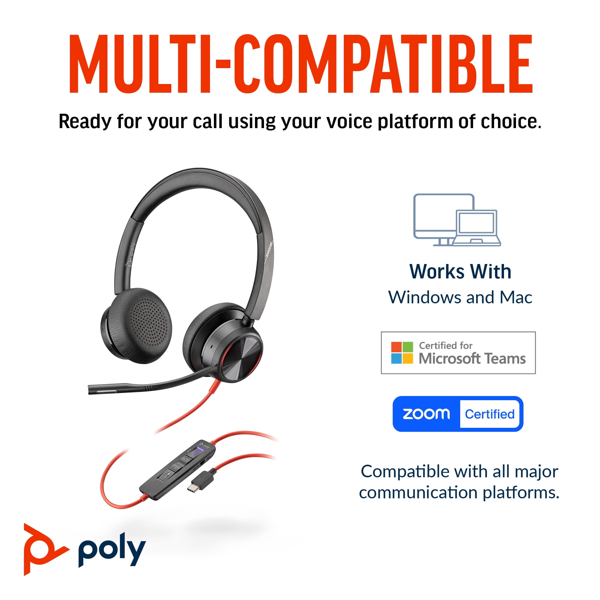 Poly Blackwire 8225 - Blackwire 8200 series - Headset Poly Blackwire 8225 - Blackwire 8200 series - Headset