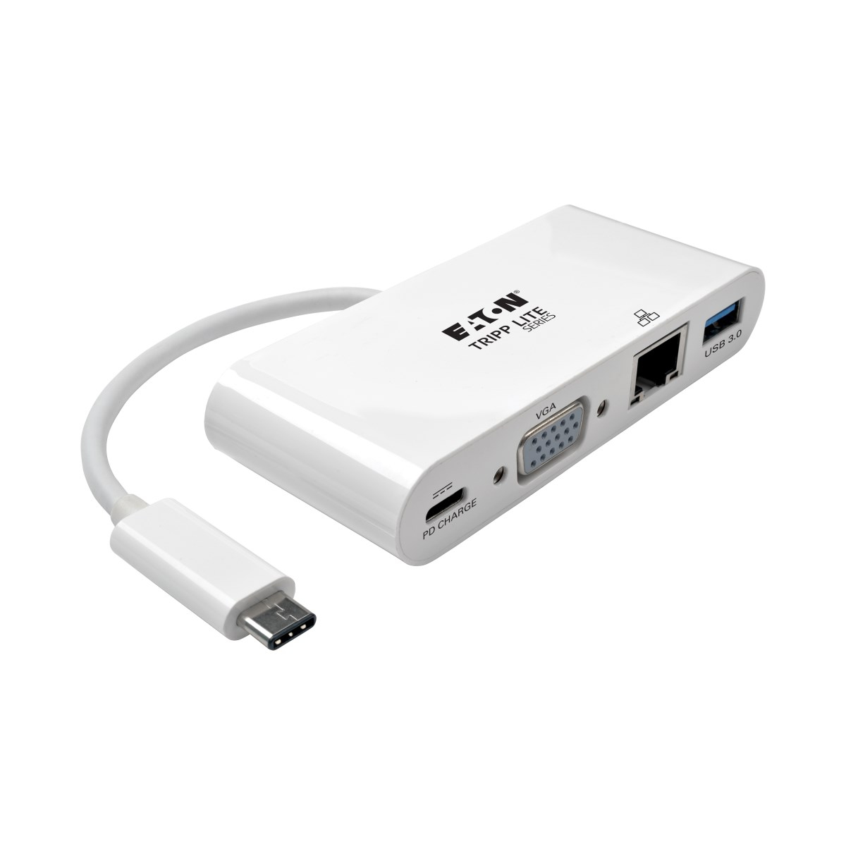 Tripp Eaton Tripp Lite Series USB C to VGA Multiport Video Adapter Converter w/ USB-A Hub, USB-C PD Charging Port & Gigabit Ethernet Port, Thunderbolt 3 Compatible USB Type C to VGA, USB Type-C