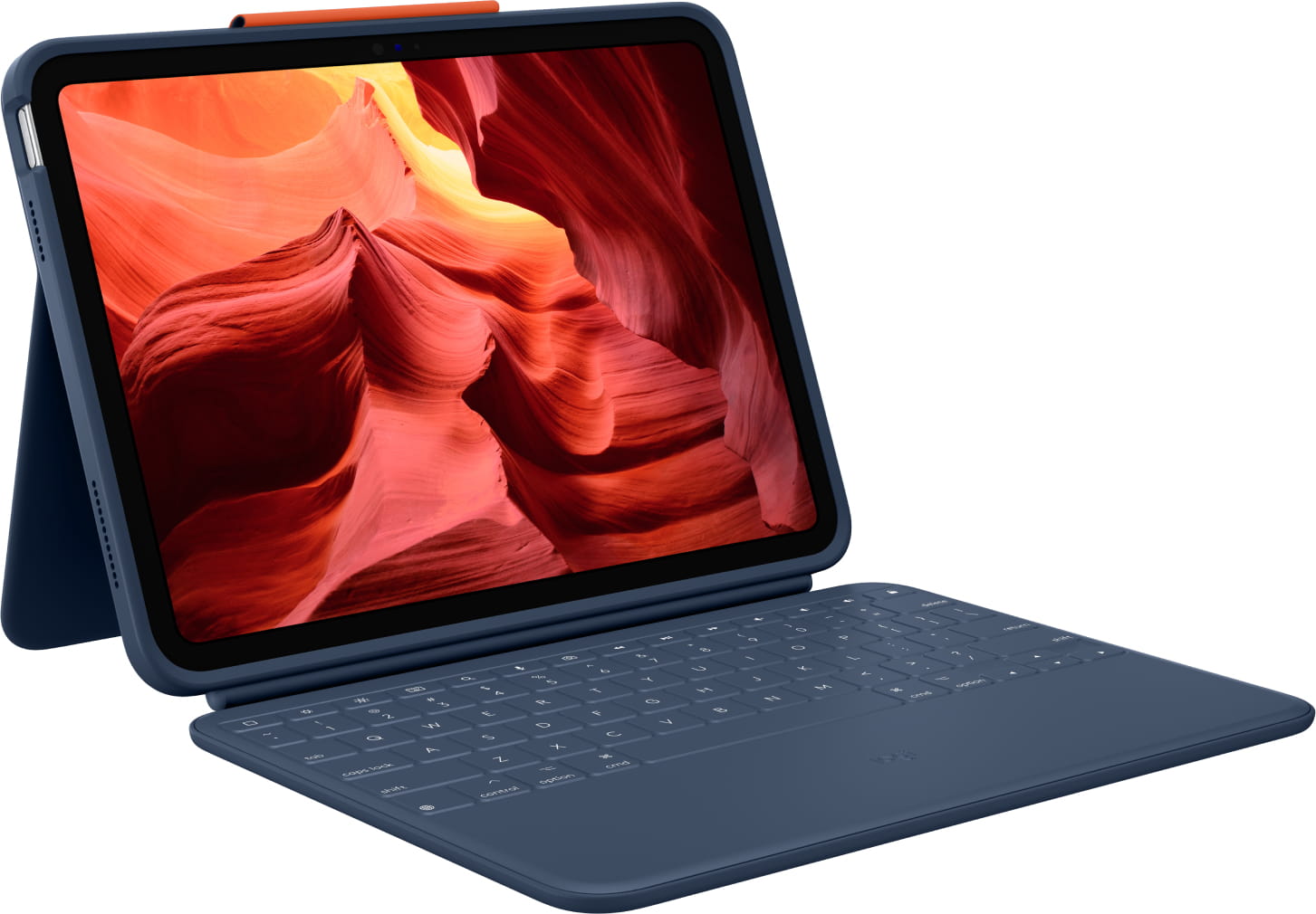 Logitech Rugged Combo 4 - Tastatur und Foliohülle - Apple Smart connector - Classic Blue - für Apple 10.9-inch iPad (10. Generation)