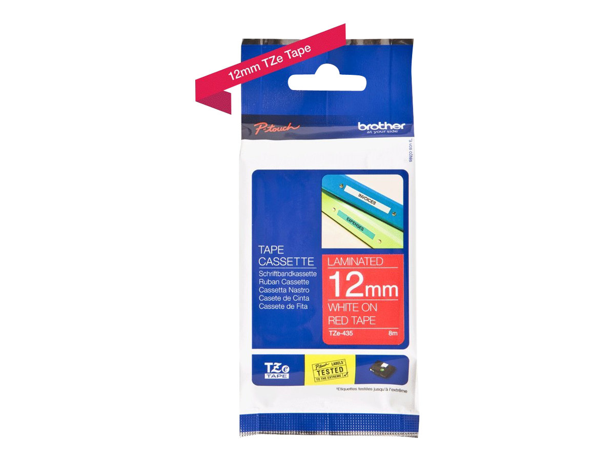 Brother TZe-435 - Weiß auf Rot - Rolle (1,2 cm x 8 m) 1 Kassette(n) laminiertes Band