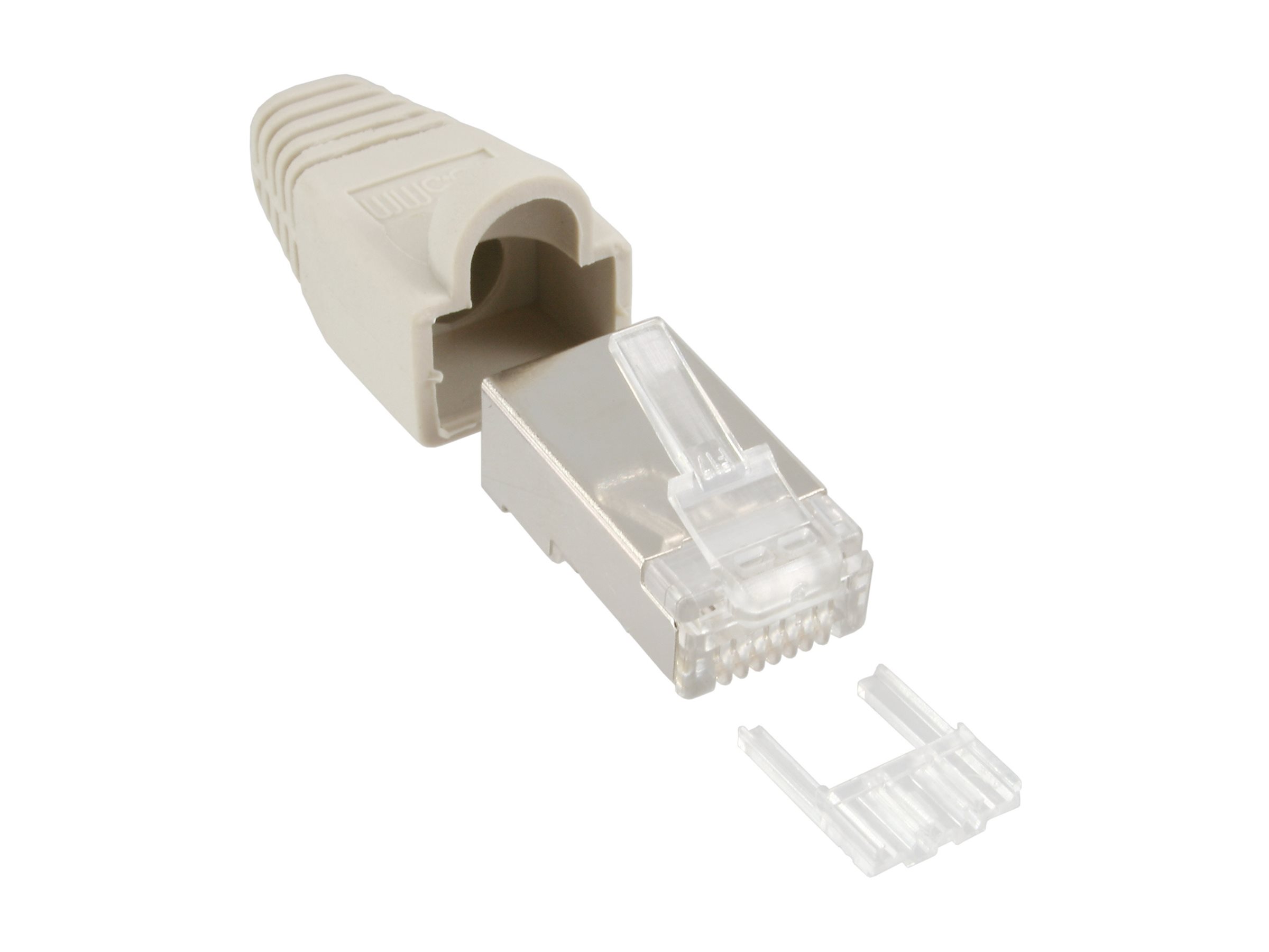 InLine Crimpstecker RJ45 geschirmt - Knickschutz beige - 100er Pack