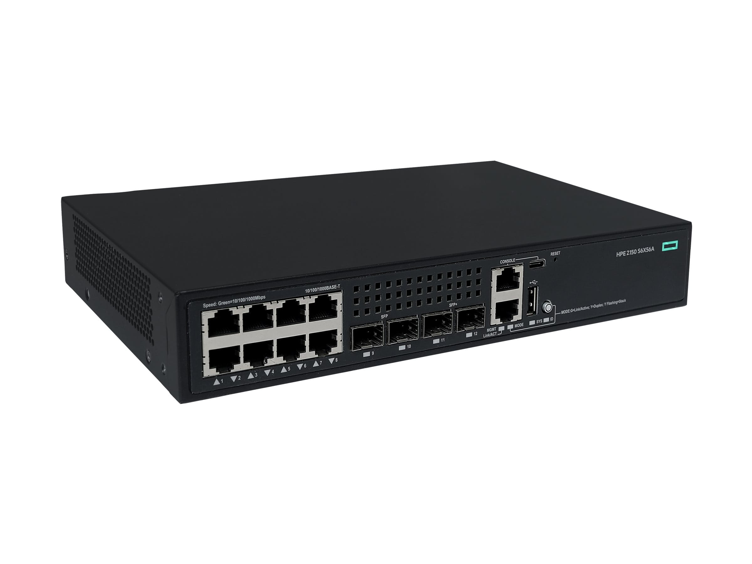 HPE Networking Comware 2150 8p 10M/100M/1G 2p SFP 1G 2p SFP+ 1G/10G - Switch - L3 - managed - 8 x 10/100/1000Base-T + 2 x 1000Base-X SFP + 2 x 1 Gigabit / 10 Gigabit SFP+ (Uplink / Stacking)