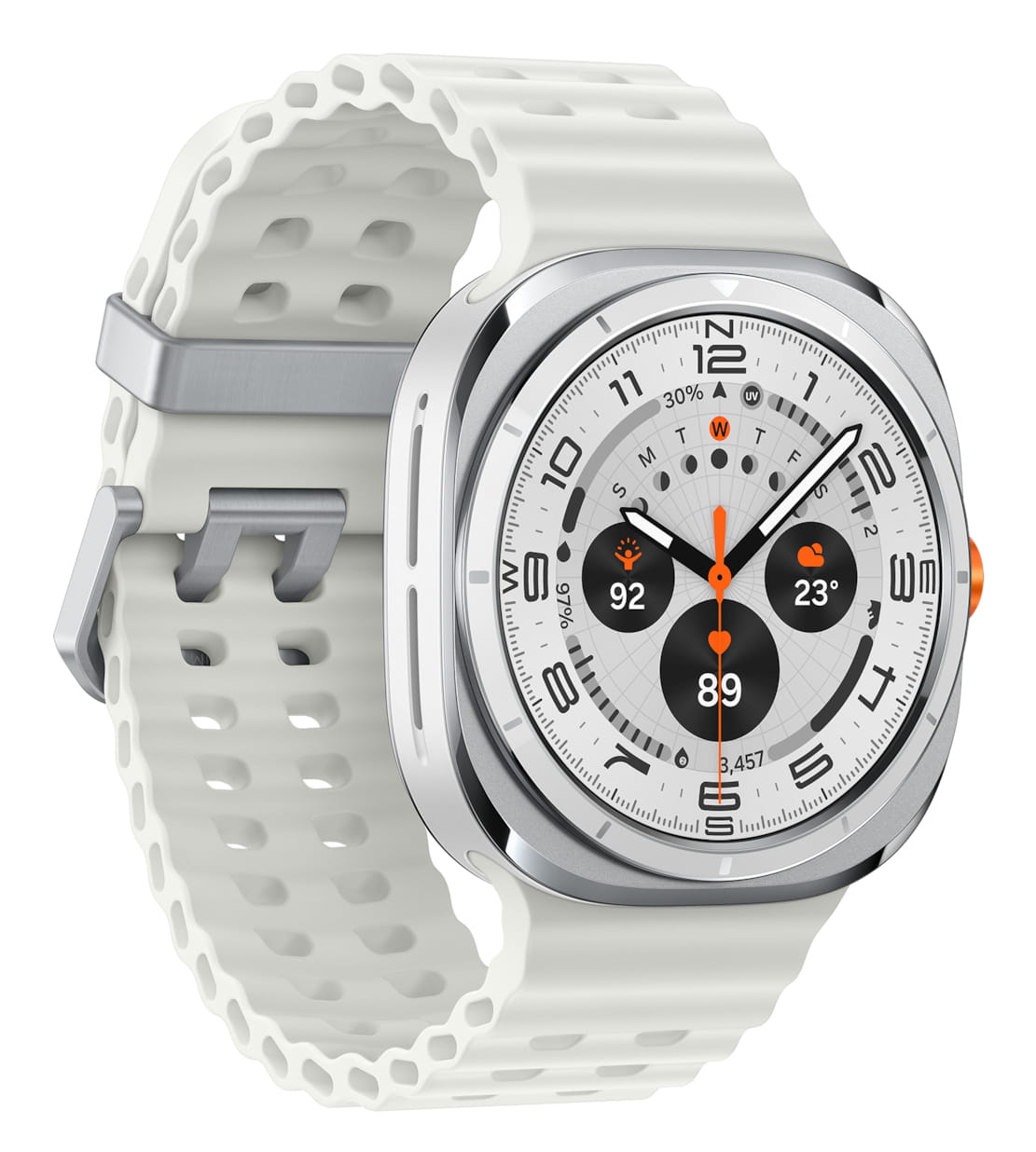Samsung Galaxy Watch Ultra - 47 mm - Titanweiß - intelligente Uhr mit Marineband - Gummi - weiß - Bandgröße: S/M/L - Anzeige 3.73 cm (1.5")