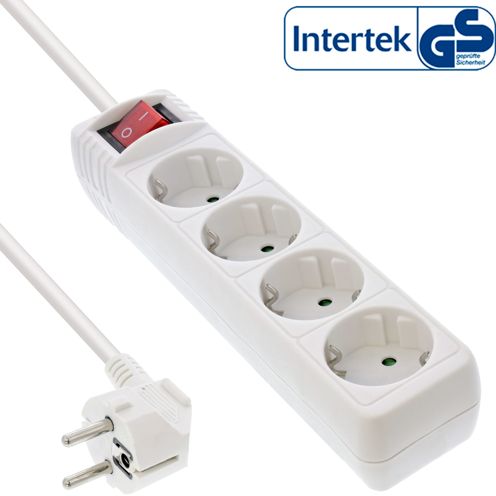 InLine Steckdosenleiste - 4-fach Schutzkontakt - mit Schalter - weiß - 3m InLine Steckdosenleiste - 4-fach Schutzkontakt - mit Schalter - weiß - 3m