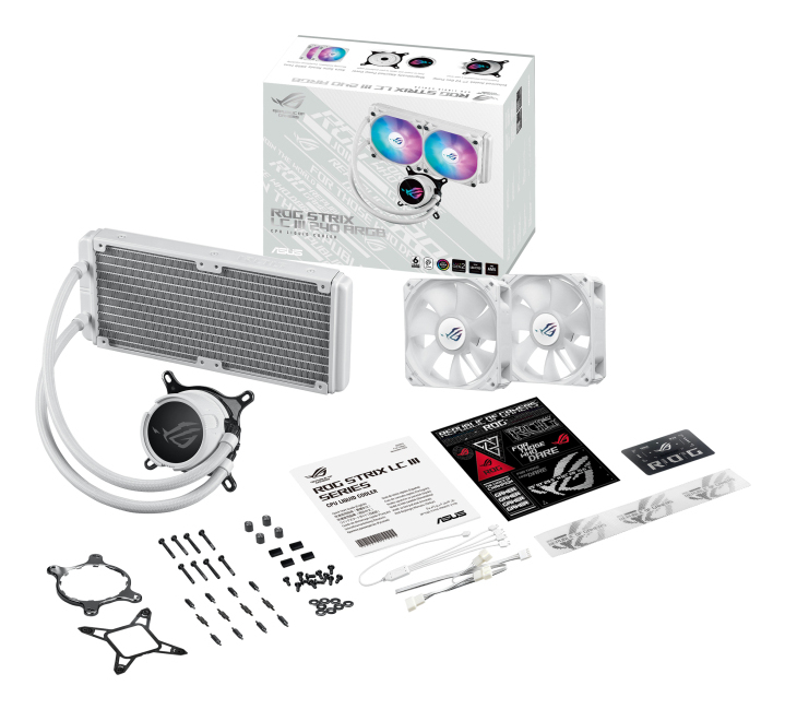 ASUS ROG STRIX LC III 240 ARGB - White Edition - Prozessor-Flüssigkeitskühlsystem - Kühlergröße: 240 mm - (für: LGA1700, LGA1200, LGA115x Socket, AM4, AM5)