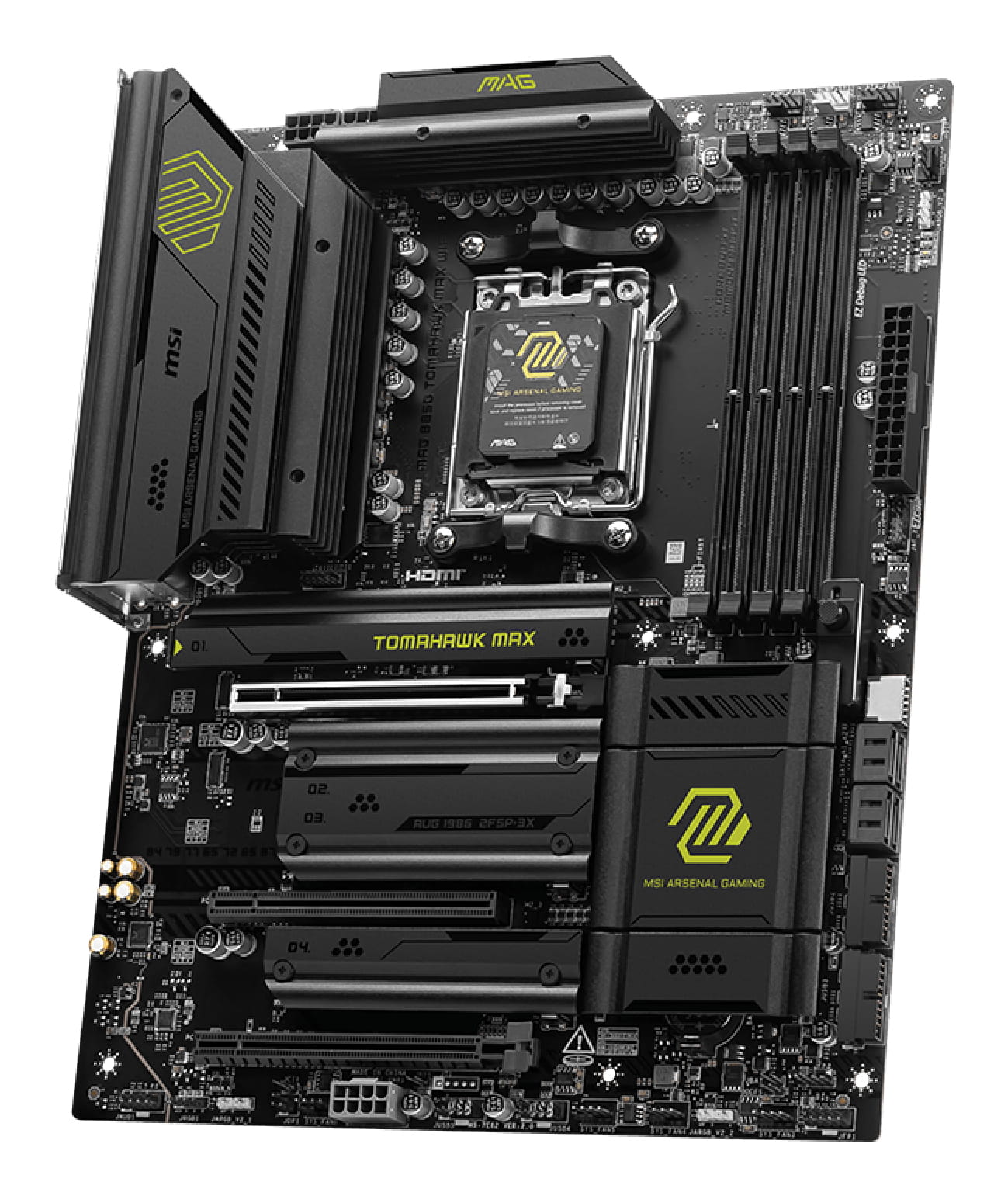 MSI MAG B850 TOMAHAWK MAX WIFI - Motherboard - ATX - Socket AM5 - AMD B850 Chipsatz - USB-C 3.2 Gen 2x2, USB-C 3.2 Gen2, USB 3.2 Gen 1, USB 3.2 Gen 2 - 5 Gigabit Ethernet, Wi-Fi 7, Bluetooth - Onboard-Grafik (CPU erforderlich)