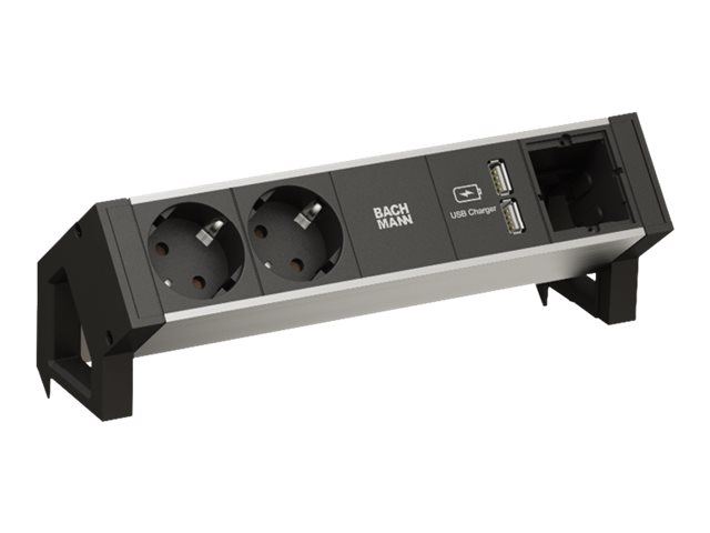 Bachmann DESK 2 ALU BLACK - Steckdosenleiste - Wechselstrom 250 V - Eingabe, Eingang GST18i3 - Ausgangsanschlüsse: 2 (2 x USB, 2 x CEE 7/3)