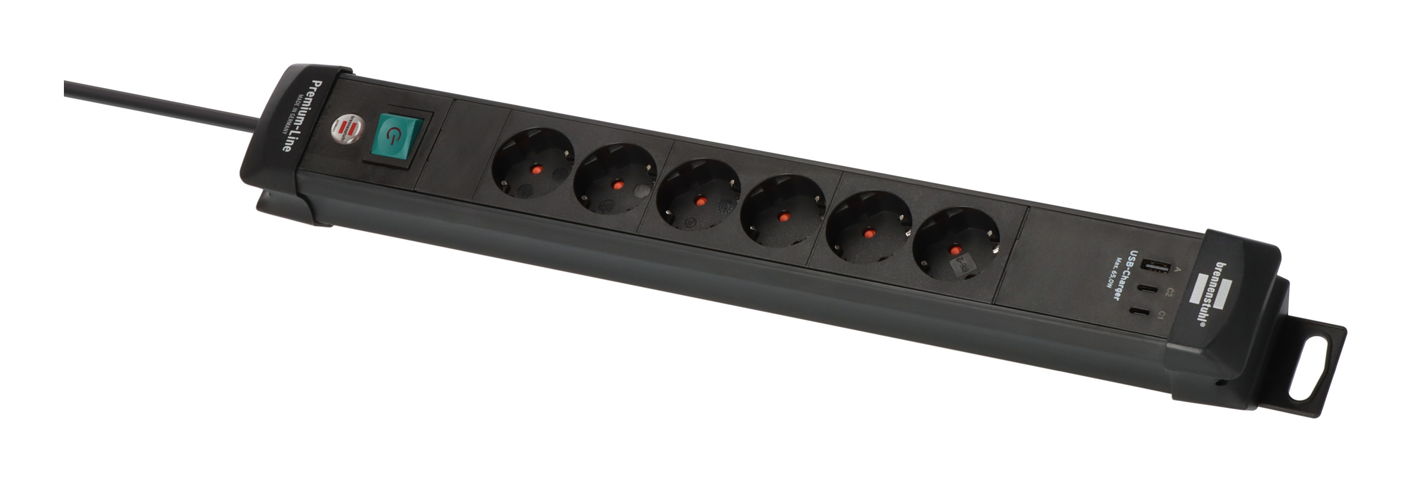 Brennenstuhl 1951160613, 3 m, Drinnen, Kunststoff, Schwarz, 6 AC-Ausgänge, 230 V