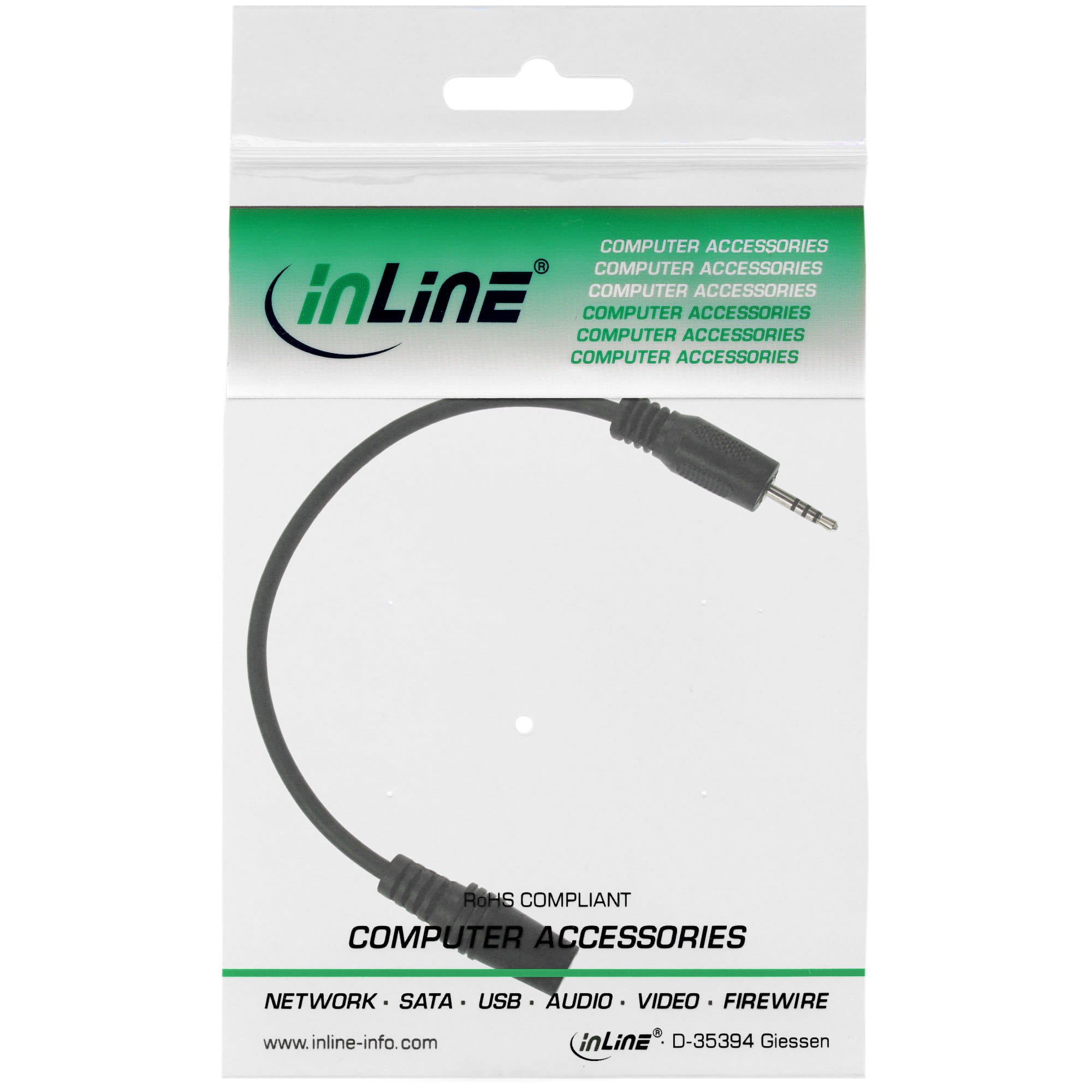 InLine Klinken Adapterkabel 4pol 2,5mm Stecker -> 4pol 3,5mm Buchse - 2m
