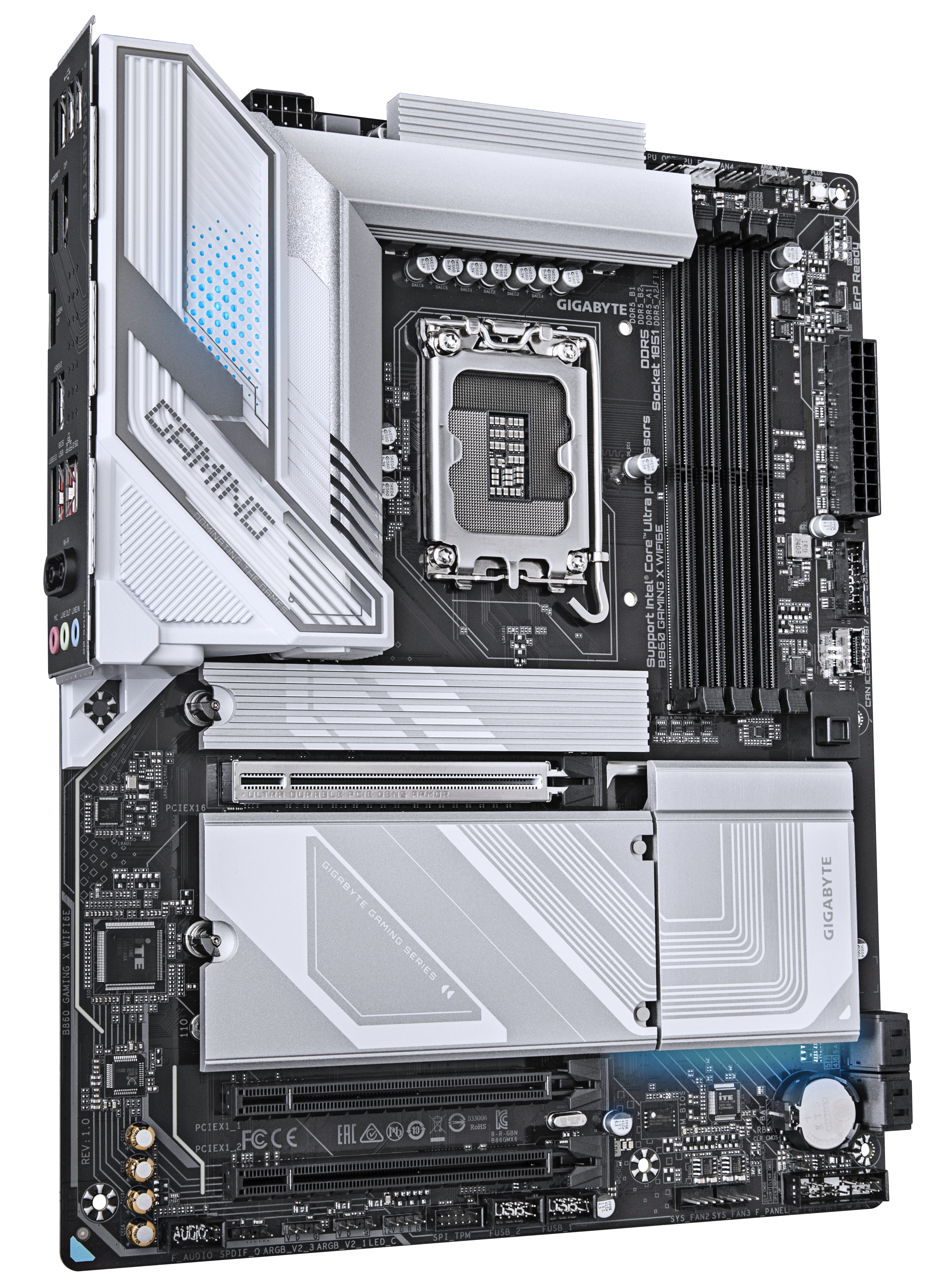 Gigabyte B860 GAMING X WIFI6E Mainboard - Intel Core Ultra CPUs, 12+1+2+1 Phasen VRM, bis zu 9066MHz DDR5, 1xPCIe 5.0 + 2xPCIe 4.0 M.2, 2,5 GbE LAN, WIFI 6E, USB4, Intel, LGA 1851 (Socket V1), Intel Core Ultra (Serie 1), Intel Core Ultra (Series 2), LGA