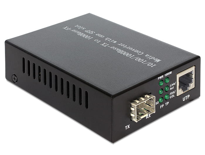 Delock Media Converter 1000Base-T to SFP - Medienkonverter - 1GbE - 10Base-T, 1000Base-LX, 1000Base-SX, 100Base-TX, 1000Base-T - RJ-45 / SFP (mini-GBIC)