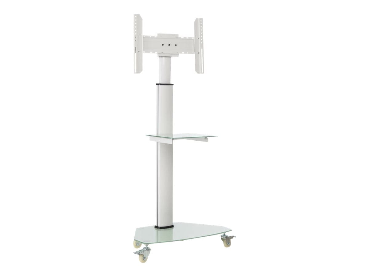 Tripp Eaton Tripp Lite Series Premier Rolling TV Cart for 37" to 70" Displays, Frosted Glass Base and Shelf, Locking Casters, White - Wagen - fest - für Monitor / HDTV - Aluminium, Stahl - weiß - Bildschirmgröße: 93.98-177.8 cm (37"-70")