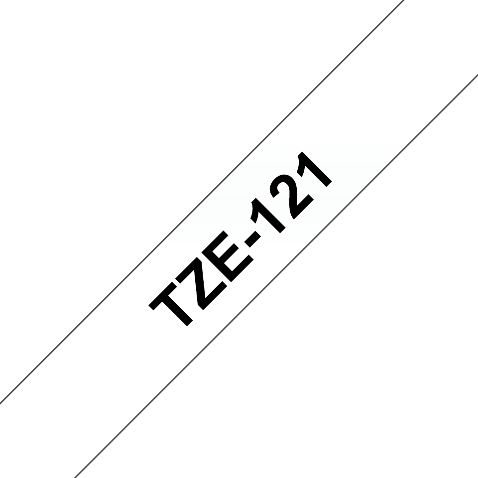 Brother TZe-121 - Standard-Klebstoff - schwarz auf durchsichtig - Rolle (0,9 cm x 8 m)