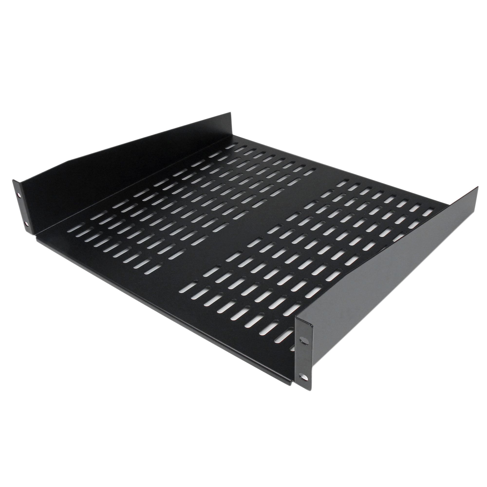 StarTech.com 2HE Universal Rack Mount Fachboden belüftet und freitragend für 19 Server Racks - 16Zoll, schwarz (CABSHELFV)