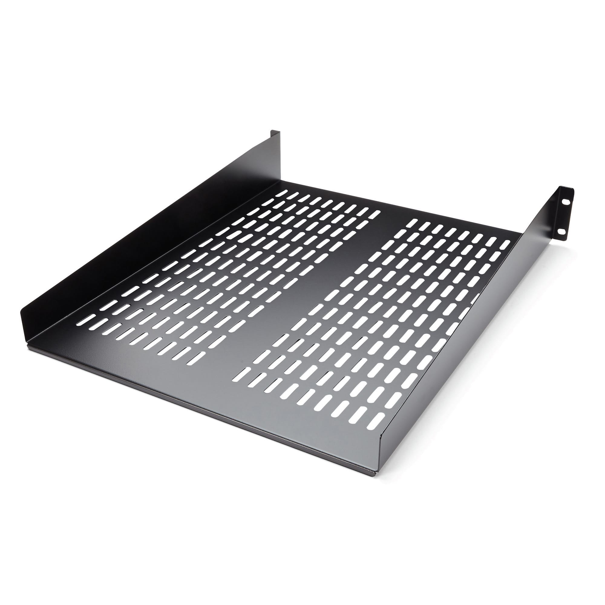StarTech.com 2 HE 19 Fest montierbarer Fachboden für Server Rack/ Schrank bis 22 Kg - Belüfteter Fachboden für Serverschrank 55cm Tief - Rack - Regal - Schwarz - 2U - 55.9 cm (22")