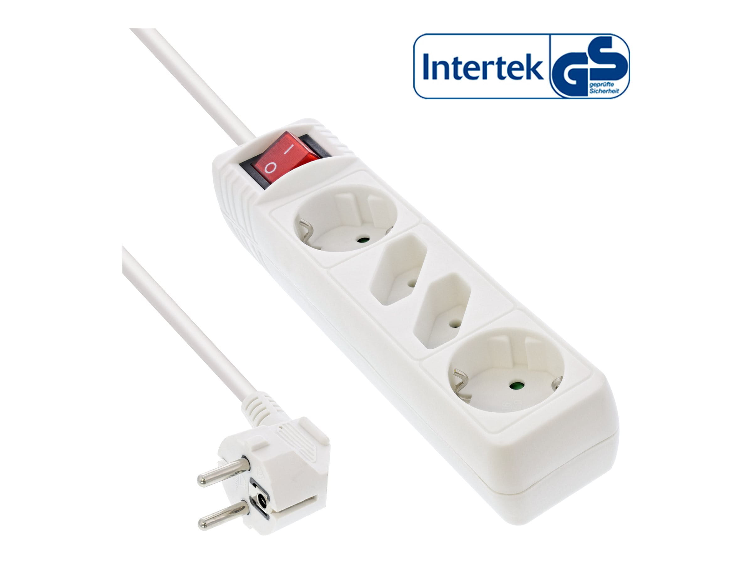 InLine Steckdosenleiste - 4-fach - 2x Schutzkontakt + 2x Euro - weiß - 1,5m