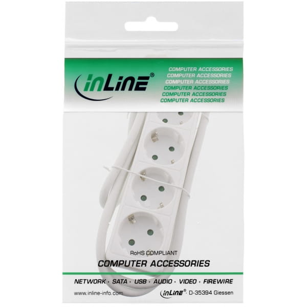 InLine Steckdosenleiste - 4-fach Schutzkontakt - weiß - 1,5m