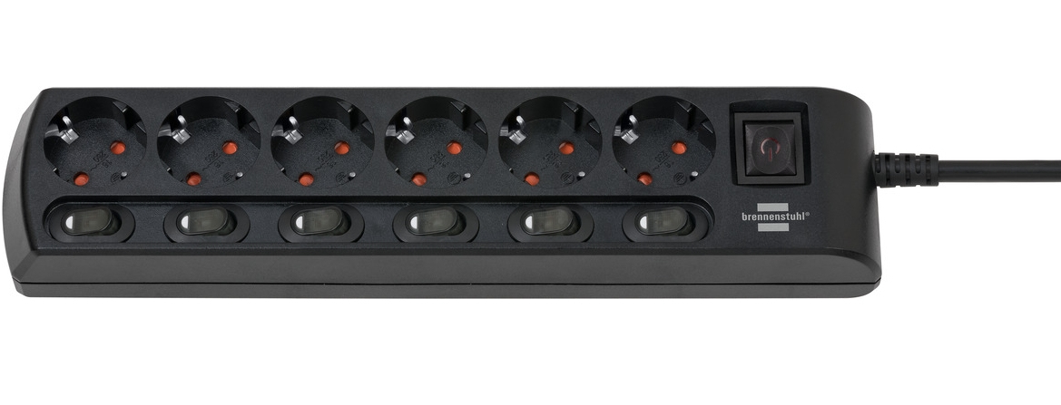 Brennenstuhl 1153110116, 2 m, Drinnen, IP20, Schwarz, 6 AC-Ausgänge, 16 A