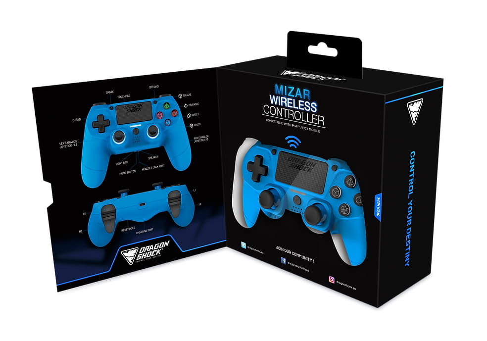DragonShock Mizar, Gamepad, PlayStation 4, D-Pad, Home button, Schaltfläche Optionen, Schaltfläche Teilen, Multi, Kabellos, Bluetooth