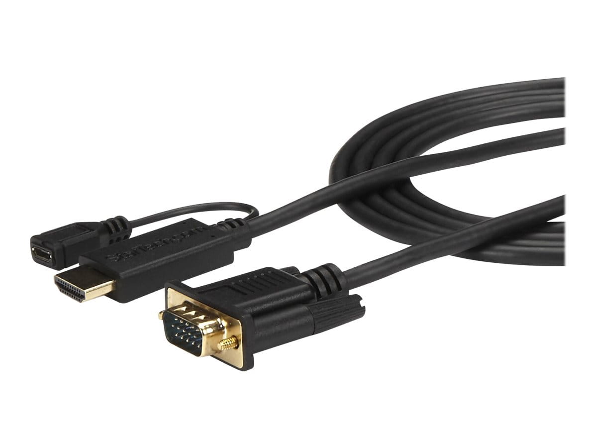 StarTech.com 1,8m aktives HDMI auf VGA Konverter Kabel - HDMI zu VGA Adapter 180cm - Schwarz - 1920x1200 / 1080p - Adapterkabel - HDMI, Mikro-USB Typ B (nur Strom)