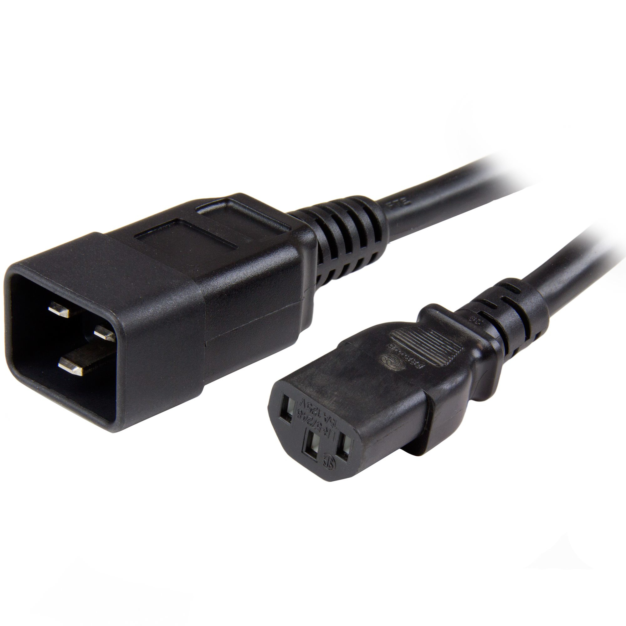 StarTech.com 1,8 m hochbelastbares Verlängerungskabel, IEC 320 C13 auf IEC 320 C20 schwarzes Verlängerungskabel, 15A 125V, 14AWG, Stromkabel Verlängerung, AC Stromkabel, UL gelistet (PXTC13C20146)