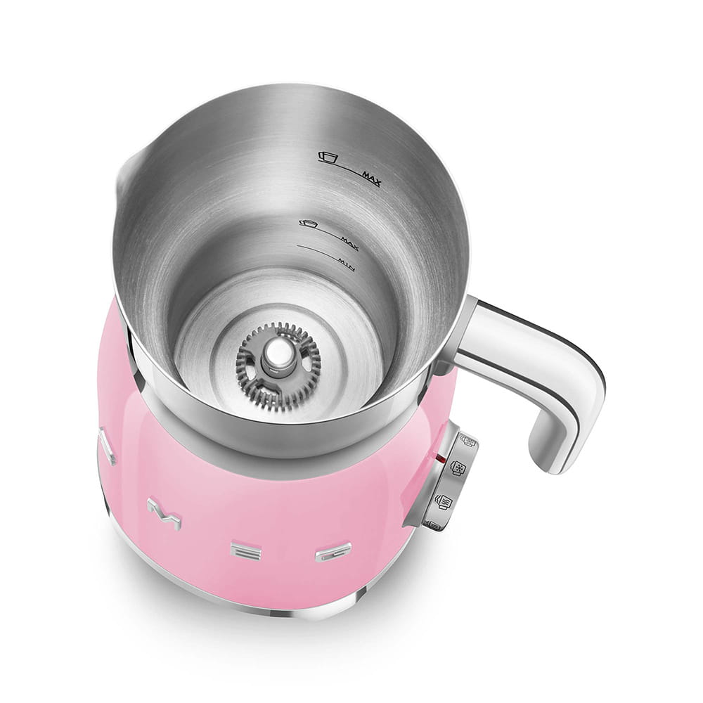 SMEG MFF11PKEU, Automatic milk frother/warmer, Rose, Edelstahl, 250 ml, Heiß & Kalt, Kunststoff