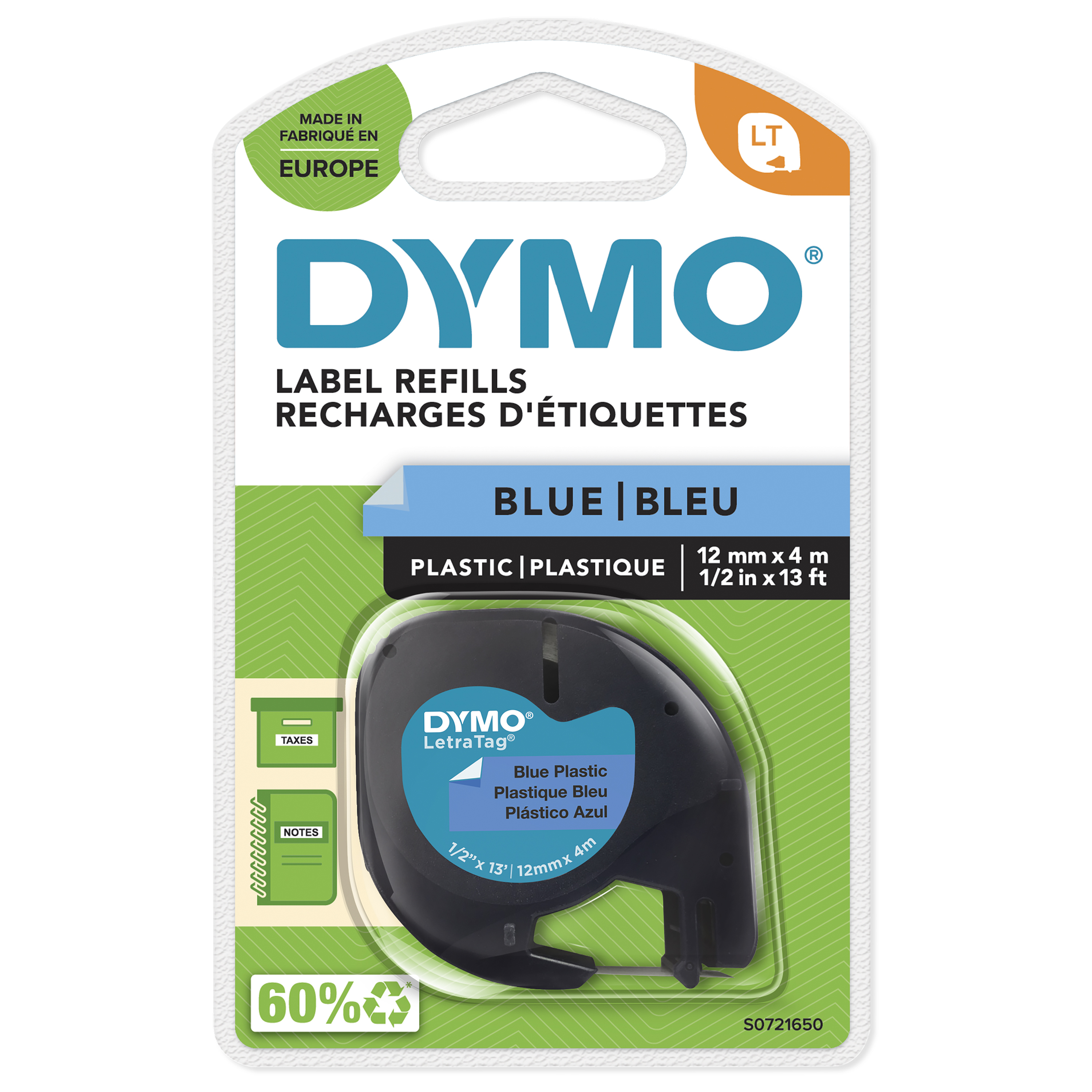Dymo LetraTAG - Kunststoff - Blau - Rolle (1,2 cm x 4 m)