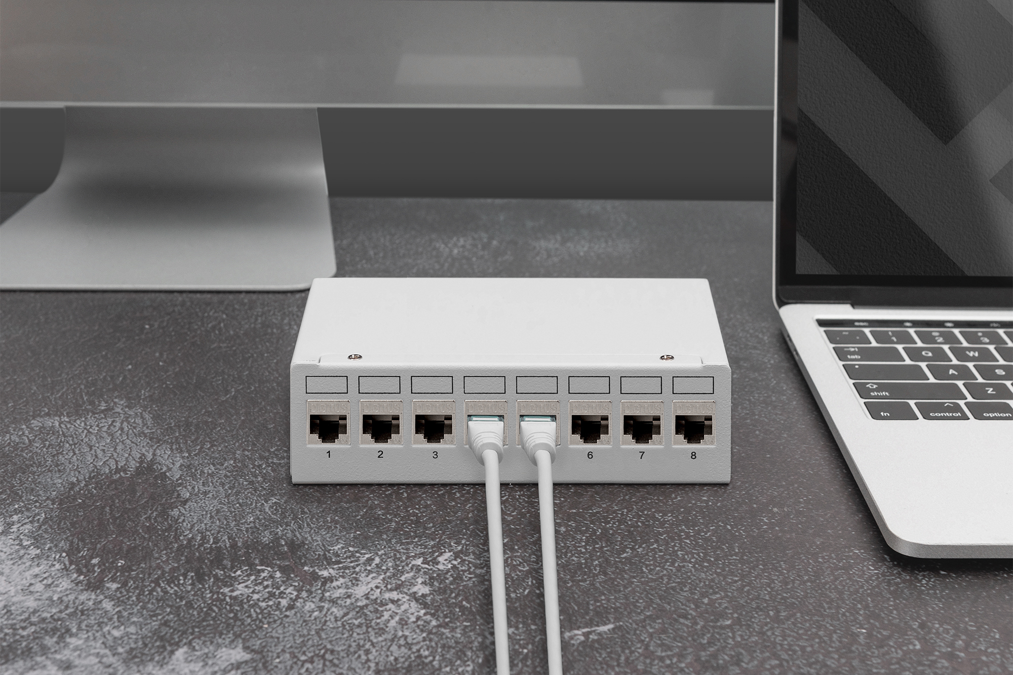 DIGITUS CAT 6A Keystone Modul, geschirmt mit intelligentem Kabelmanager - 8 Stk.