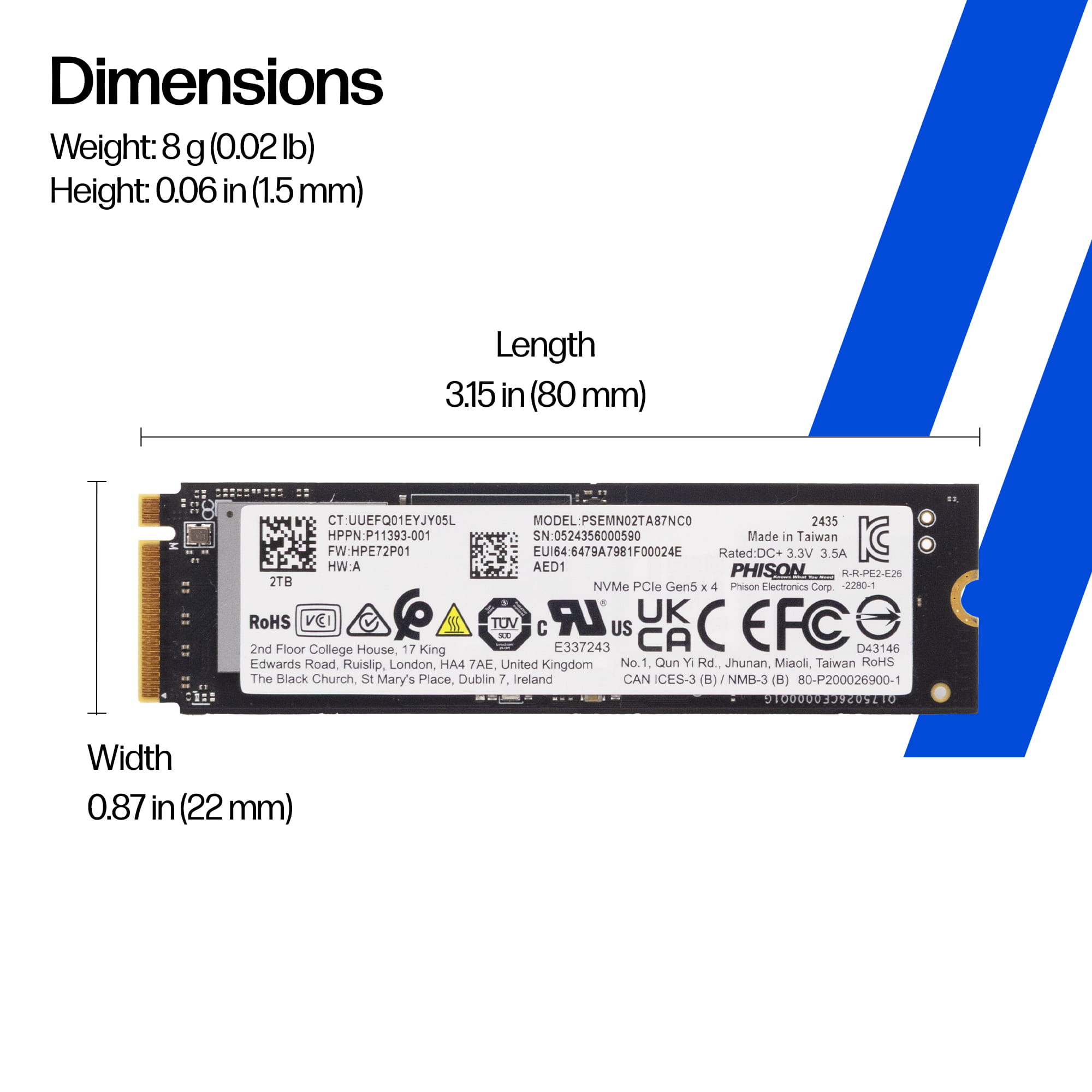HP  SSD - 2 TB - intern - M.2 2280 - PCI Express 5.0 x4 (NVMe)