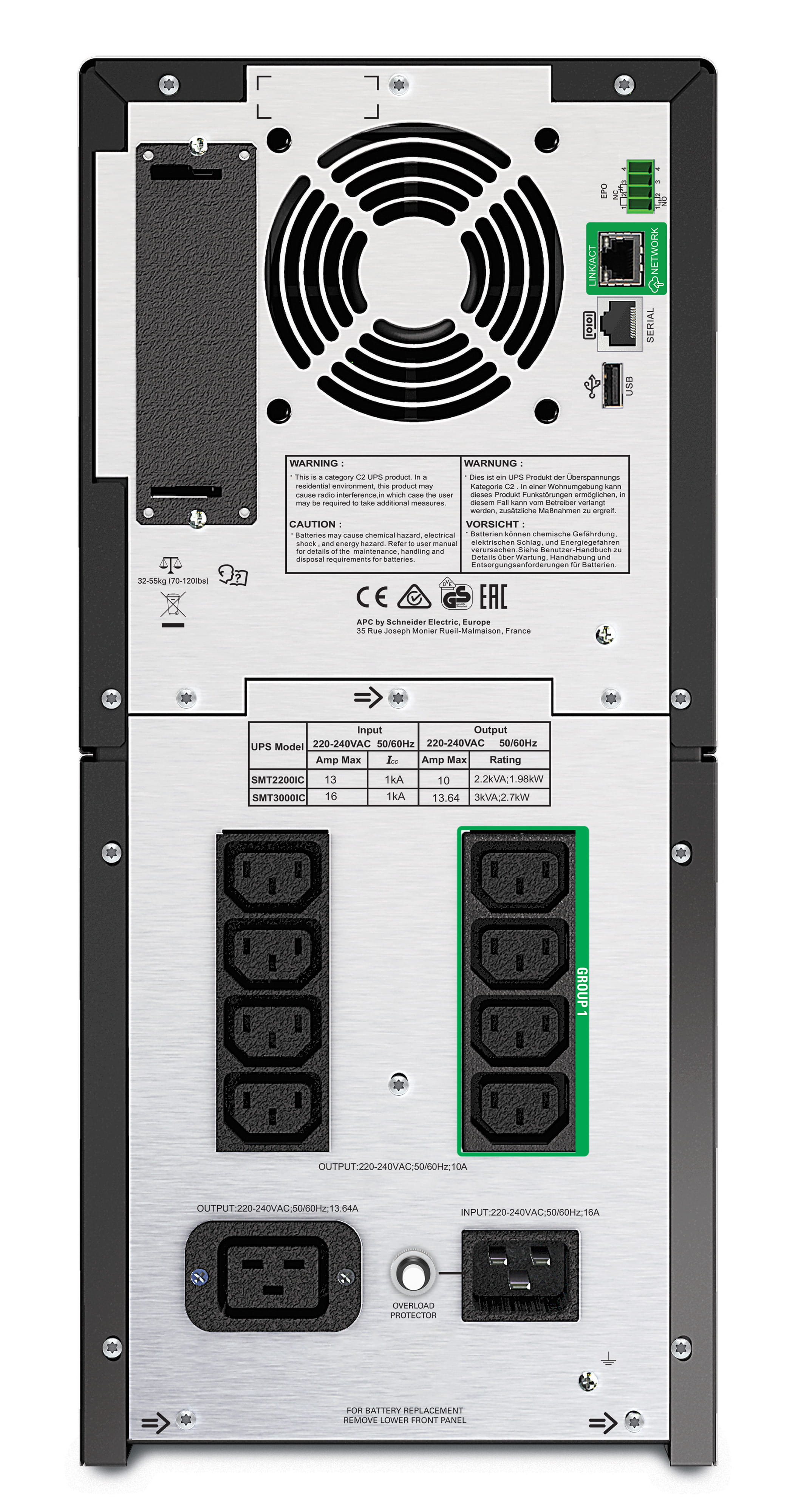 APC Smart-UPS SMT2200IC - USV - Wechselstrom 220/230/240 - Line-Interactive-USV