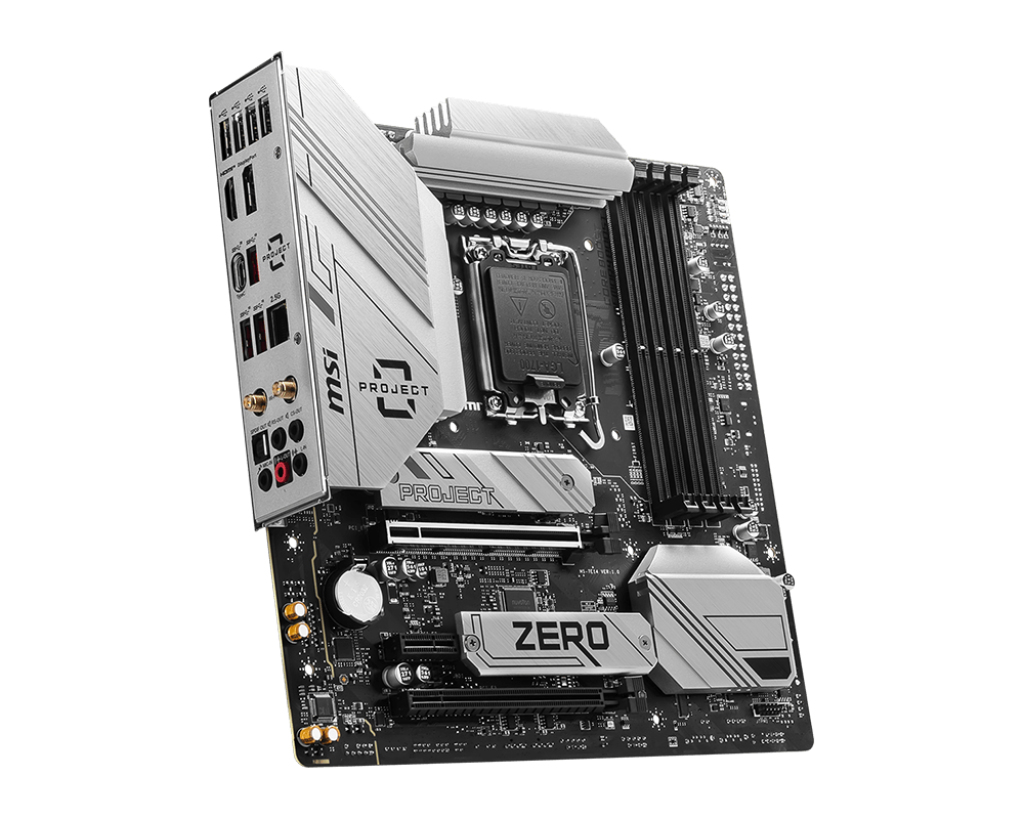 MSI B760M PROJECT ZERO - Motherboard - micro ATX - LGA1700 Sockel - B760 Chipsatz - USB 3.2 Gen 1, USB 3.2 Gen 2, USB-C 3.2 Gen2, USB-C 3.2 Gen 2x2 - 2.5 Gigabit LAN, Wi-Fi 6E, Bluetooth - Onboard-Grafik (CPU erforderlich)
