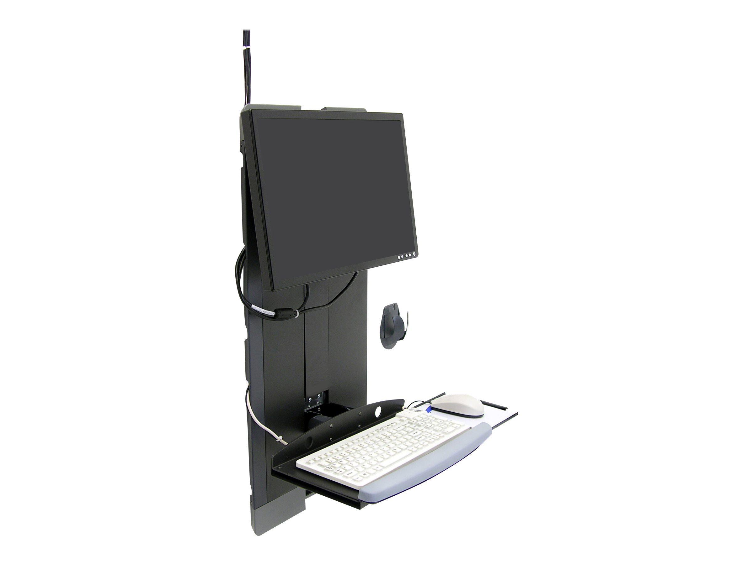 Ergotron Befestigungskit (Handgelenkkissen, Maushalterung, vertikale Verstellschiene, klappbare Tastaturablage, Mauspad) - schmal - für LCD-Display / PC-Ausrüstung - für stark frequentierte Bereiche - Stahl - Schwarz - Bildschirmgröße: bis zu 61 cm 