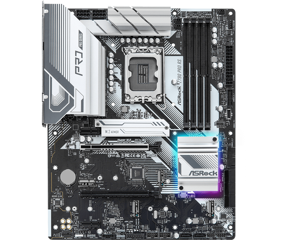 ASRock Z790 Pro RS - Motherboard - ATX - LGA1700-Sockel - Z790 Chipsatz - USB 3.2 Gen 2, USB 3.2 Gen 1, USB-C 3.2 Gen 2x2, USB-C Gen2 - 2.5 Gigabit LAN - Onboard-Grafik (CPU erforderlich)