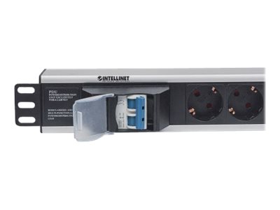 Intellinet 19" 1.5U Rackmount 6-Way Power Strip - German Type", With Double Air Switch, No Surge Protection, 1.6m Power Cord - Stromverteilungseinheit (Rack - einbaufähig)