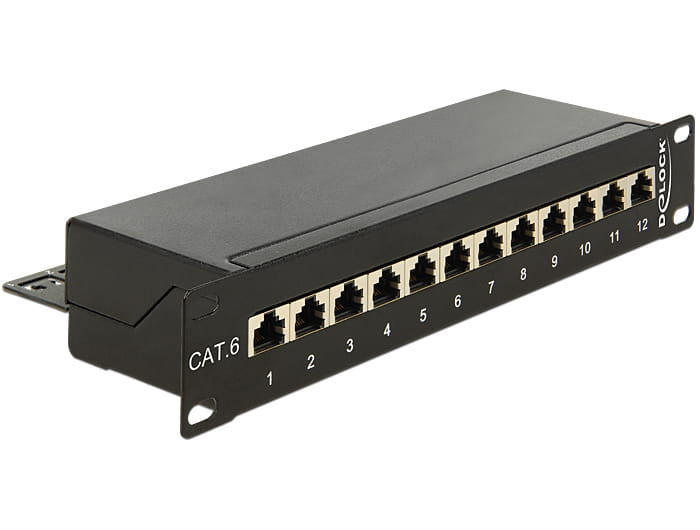Delock Patch Panel - CAT 6 - RJ-45 X 12 - Schwarz - 1U - 25.4 cm (10")