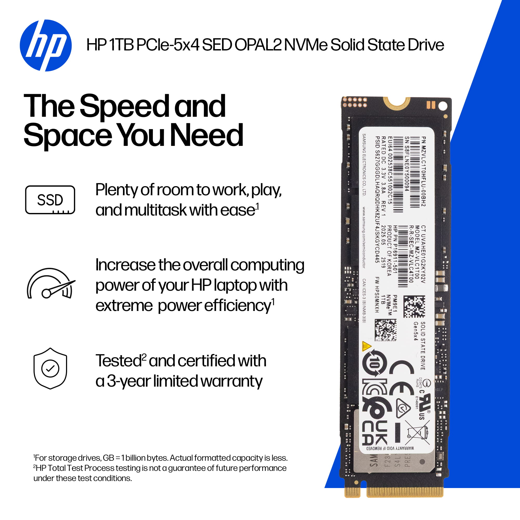 HP  SSD - verschlüsselt - 1 TB - intern - M.2 2280 - PCI Express 5.0 x4 (NVMe)