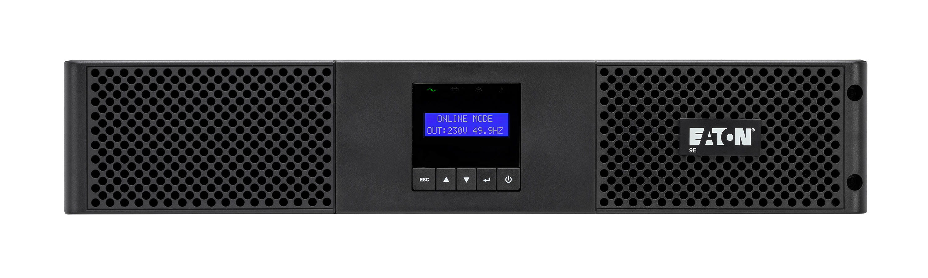 Eaton 9E - USV (in Rack montierbar/extern) - Wechselstrom 200/220/230/240 V - 2700 Watt - 3000 VA - 1-phasig - 6 x Batterie - Bleisäure - 9 Ah - RS-232, USB - Ausgangsanschlüsse: 7 - 2U - 48.3 cm (19")