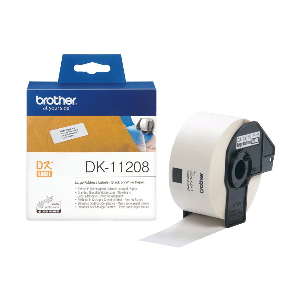 Brother DK-11208 - Schwarz auf Weiß - 400 Adressetiketten