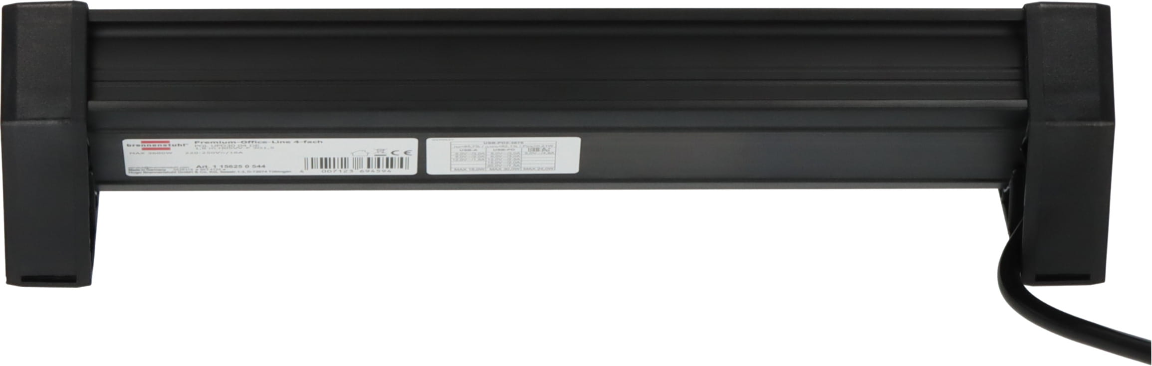 Brennenstuhl 1156250544, 1,8 m, Drinnen, Gerade, IP20, Polyvinylchlorid (PVC), Schwarz