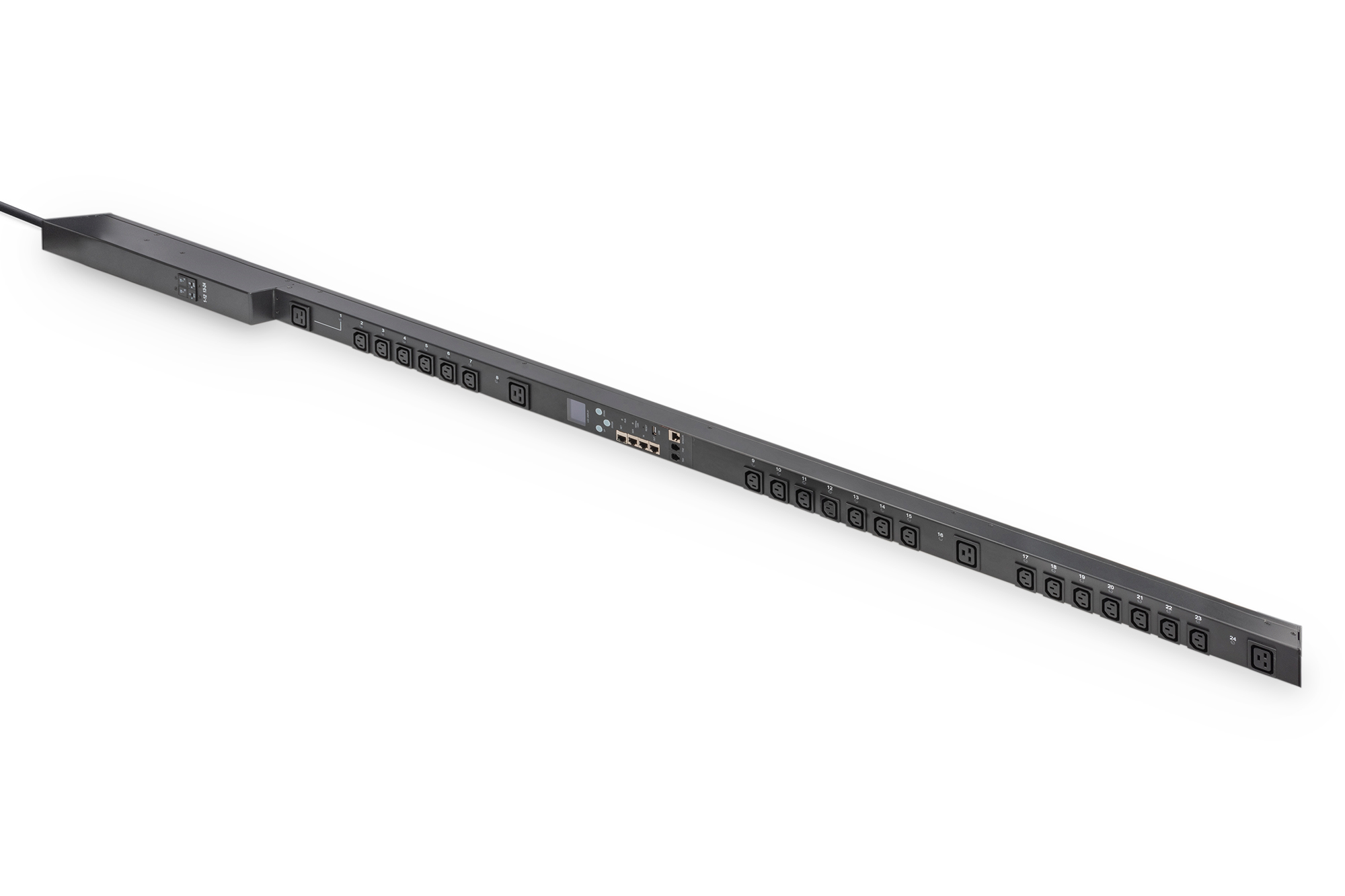 DIGITUS Smart - Steckdosenleiste (Rack - einbaufähig) - Überschaltung und Schaltung der Ausgänge - Wechselstrom 230 V - 8000 Watt - 7300 VA - 1-phasig - Ethernet 10/100, serial - Eingabe, Eingang IEC 60309 32A - Ausgangsanschlüsse: 24 (4 x IEC 60320