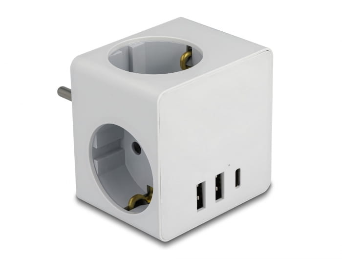 Delock Netzteil - 16 A - 6 Ausgabeanschlussstellen (2 x 9-polige USB Typ A, USB-C, 3 x Stecker CEE 7/3)