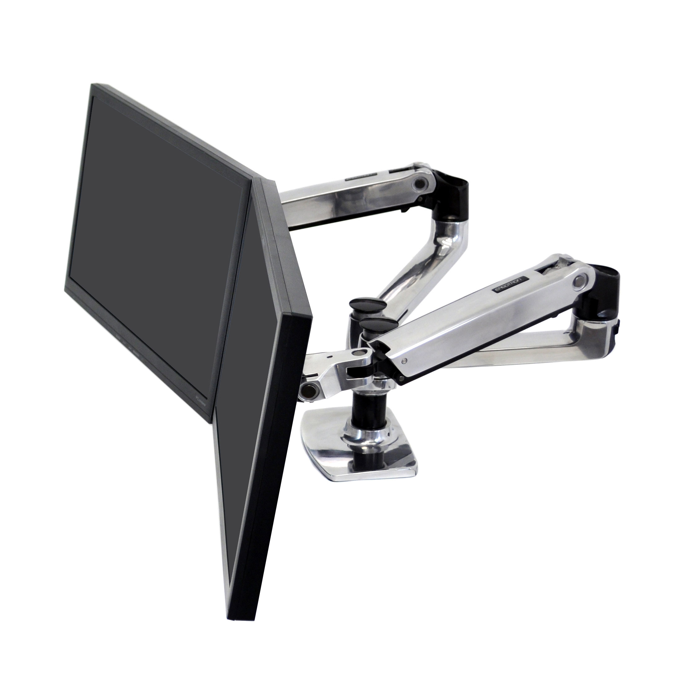 Ergotron LX Dual Side-by-Side Arm - Befestigungskit (Spannbefestigung für Tisch, Tischplattenbohrung, Stange, 2 Gelenkarme, 2 Erweiterungsklammern, T-Halterung, Basis)