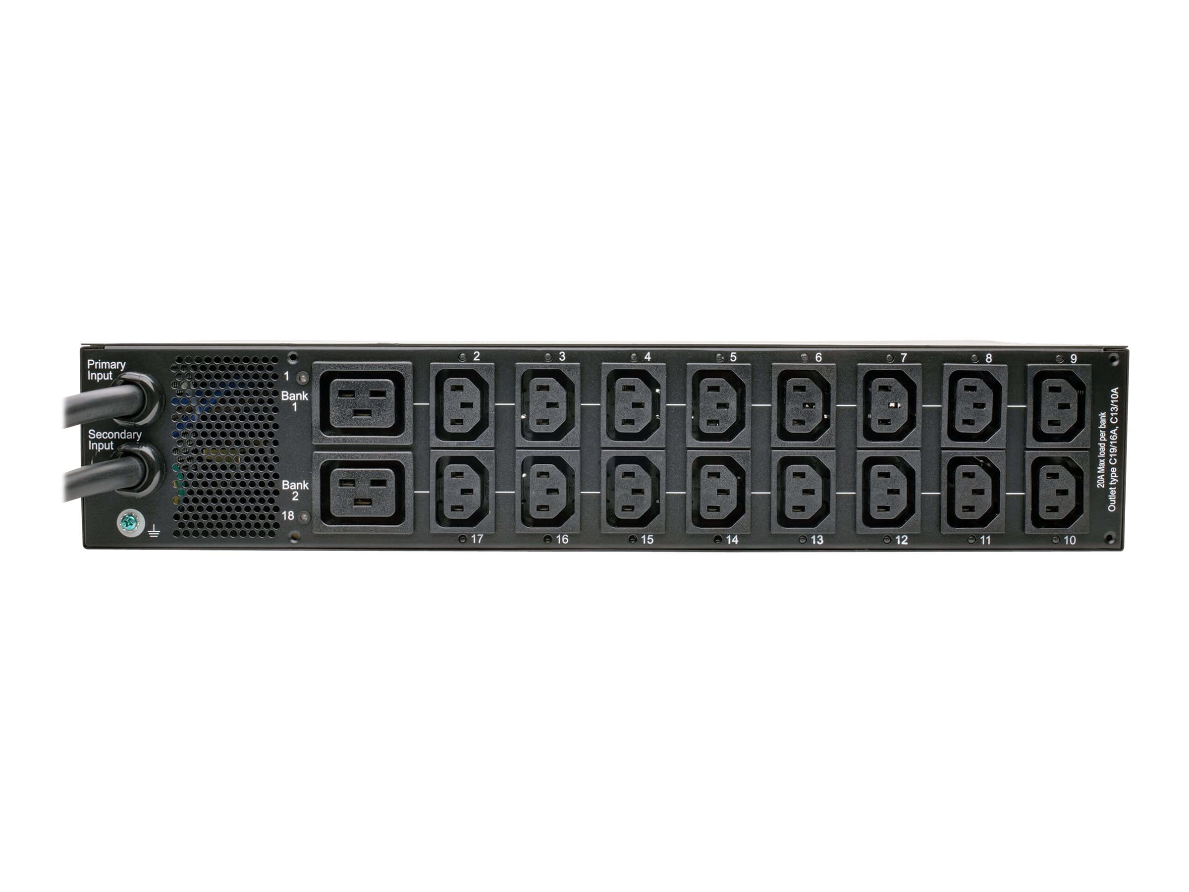 Tripp Eaton Tripp Lite Series PDU Switched 7.4kW 230V 16 C13 2 C19 2 IEC309 32A Blue Cords 2U - Stromverteilungseinheit (Rack - einbaufähig)