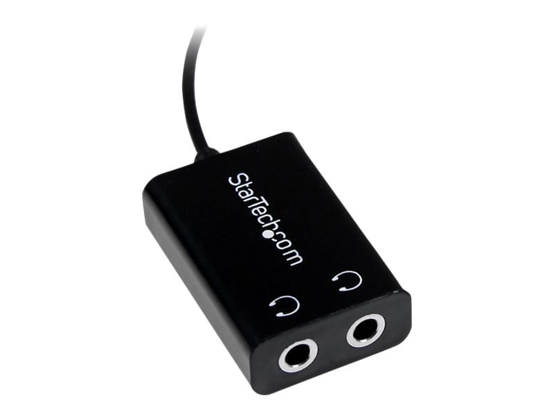 StarTech.com Startech Black Slim Mini Jack Headphone Splitter Cable Adapter - 3.5mm Audio Mini Stereo Y Splitter - 3.5mm Male to 2x 3.5mm Female (MUY1MFFADP)