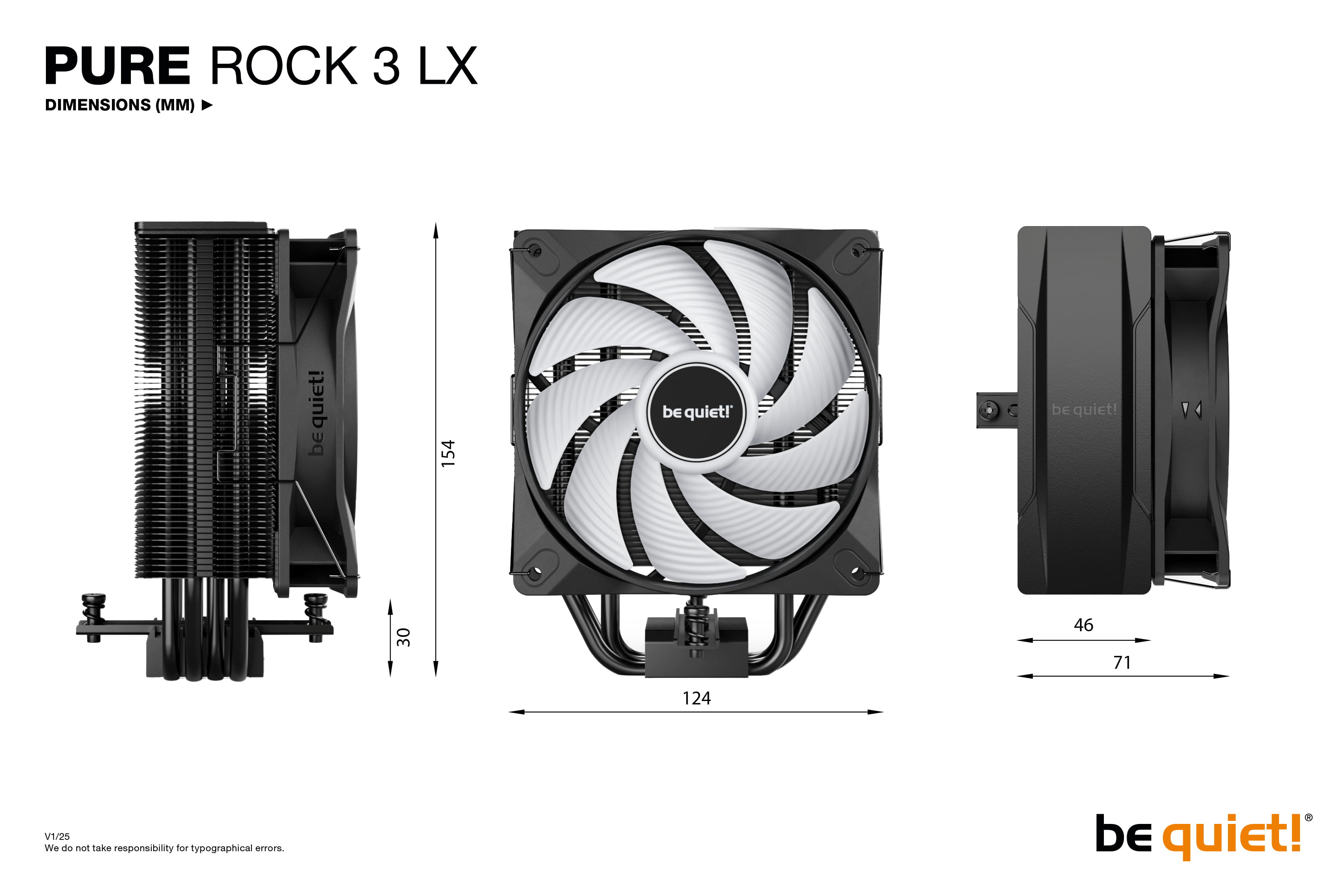 Be Quiet! Pure Rock 3 LX - Prozessor-Luftkühler - (für: LGA1150, LGA1151, LGA1155, LGA1200, LGA1700, LGA1851, AM4, AM5)