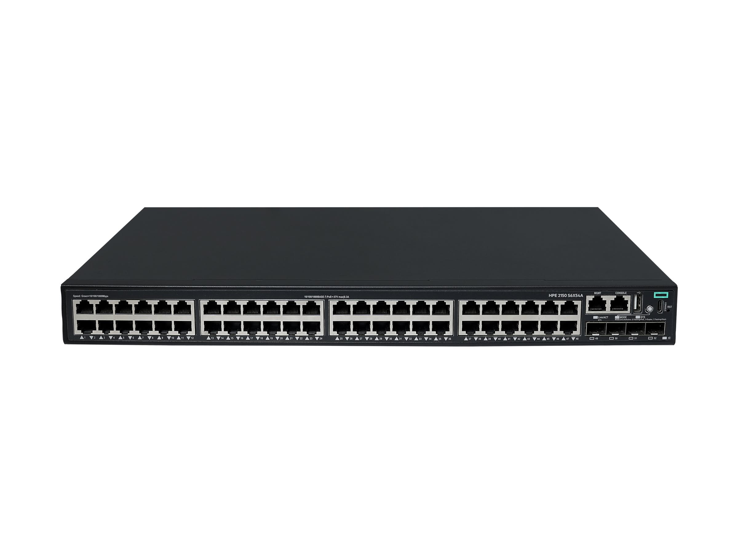 HPE Networking Comware 2150 48p 10M/100M/1G PoE+ 4p SFP+ 1G/10G 770W - Switch - L3 - managed - 48 x 10/100/1000Base-T (PoE+)